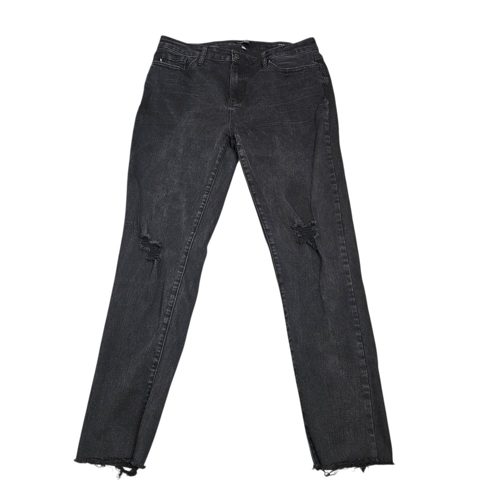Judy Blue Jeans Womens Size 13/31 High Rise Slim Fit Stretch Distressed Black